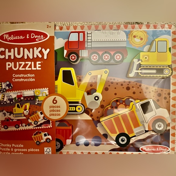 Melissa & Doug Dinosaur and Construction Wooden Chunky Puzzles 2+ - Picture 2 of 5